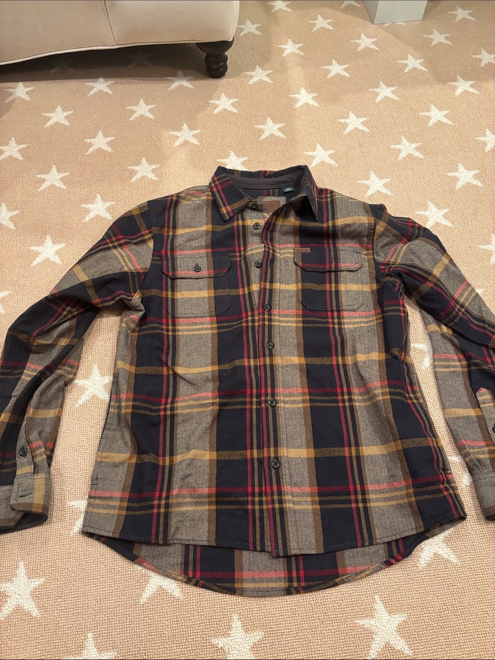 ORIVIS HEAVY FLANNEL Men's Plaid Button-Up Shirt in Black, Brown & Red